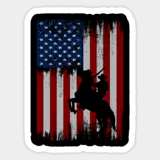 cowboy american flag vintage usa  cowboy Rodeo Roping Horse Riding Sticker